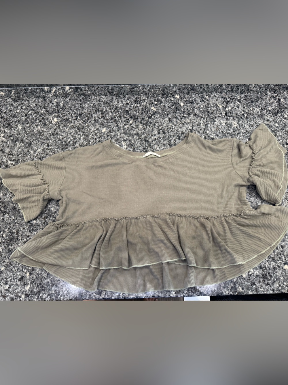 Women's Altered State Olive Ruffle Peplum Top